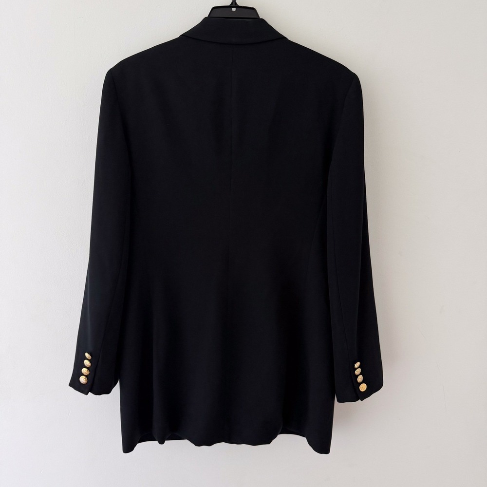Lauren Ralph Lauren Navy Blue Tailored Blazer Crest Wool Size 10 Double Breasted - Picture 4 of 16